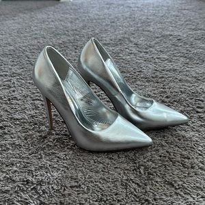 Metallic Silver Heel Pumps